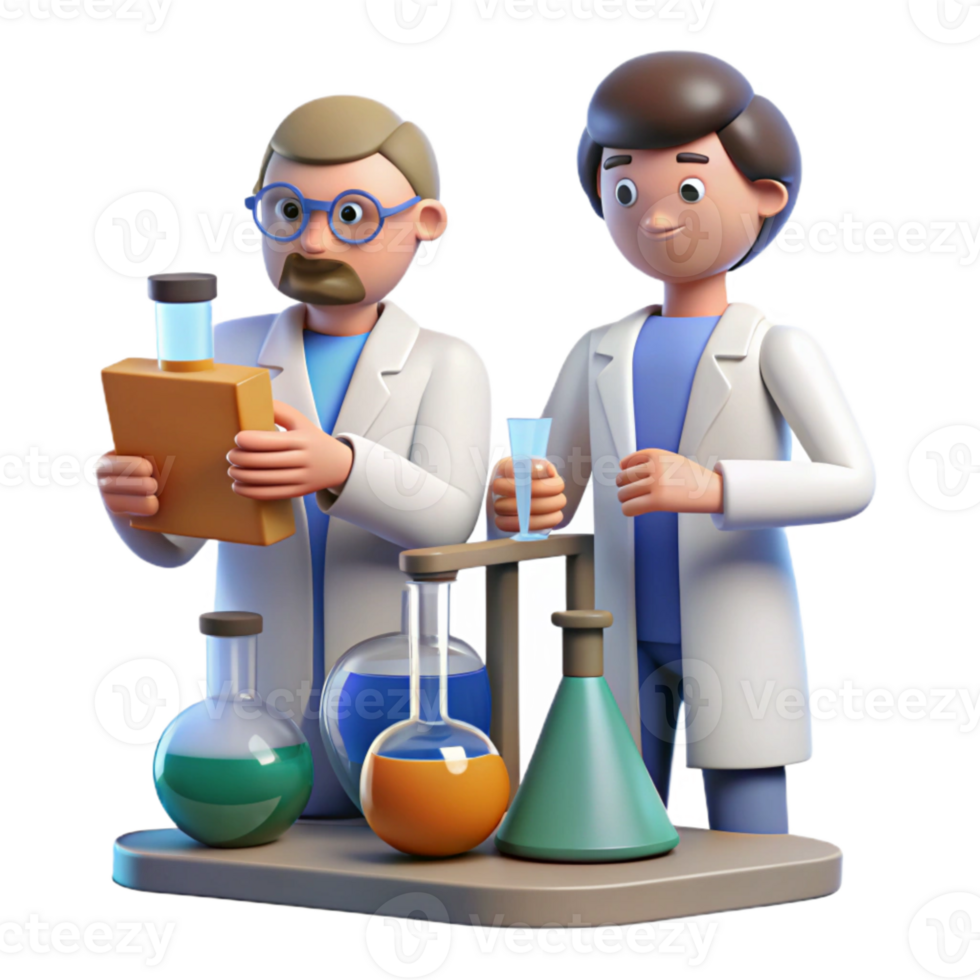 vibrant minimalist Researchers with Lab Equipment Cutout high resolution png