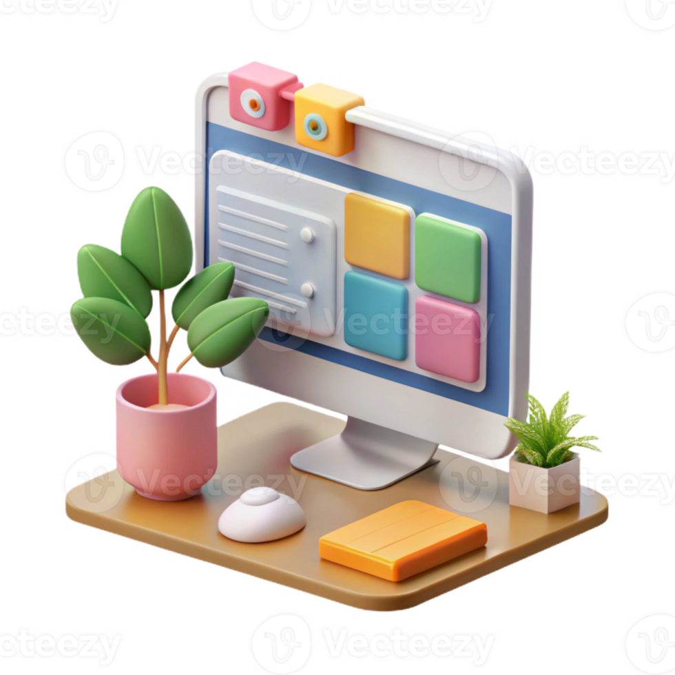serene modern Responsive Web Design Mockup Screen View Isolated png
