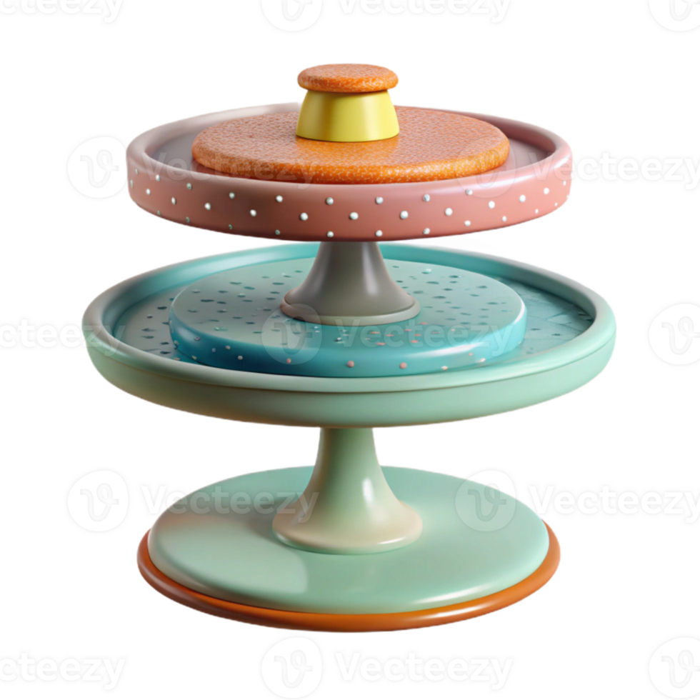 serene rustic Retro Cake Stand Tiered Design Transparent Background high quality png