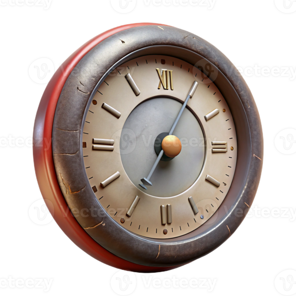 beautiful contemporary Retro Clock Face Front View Cutout Transparent Background high resolution png