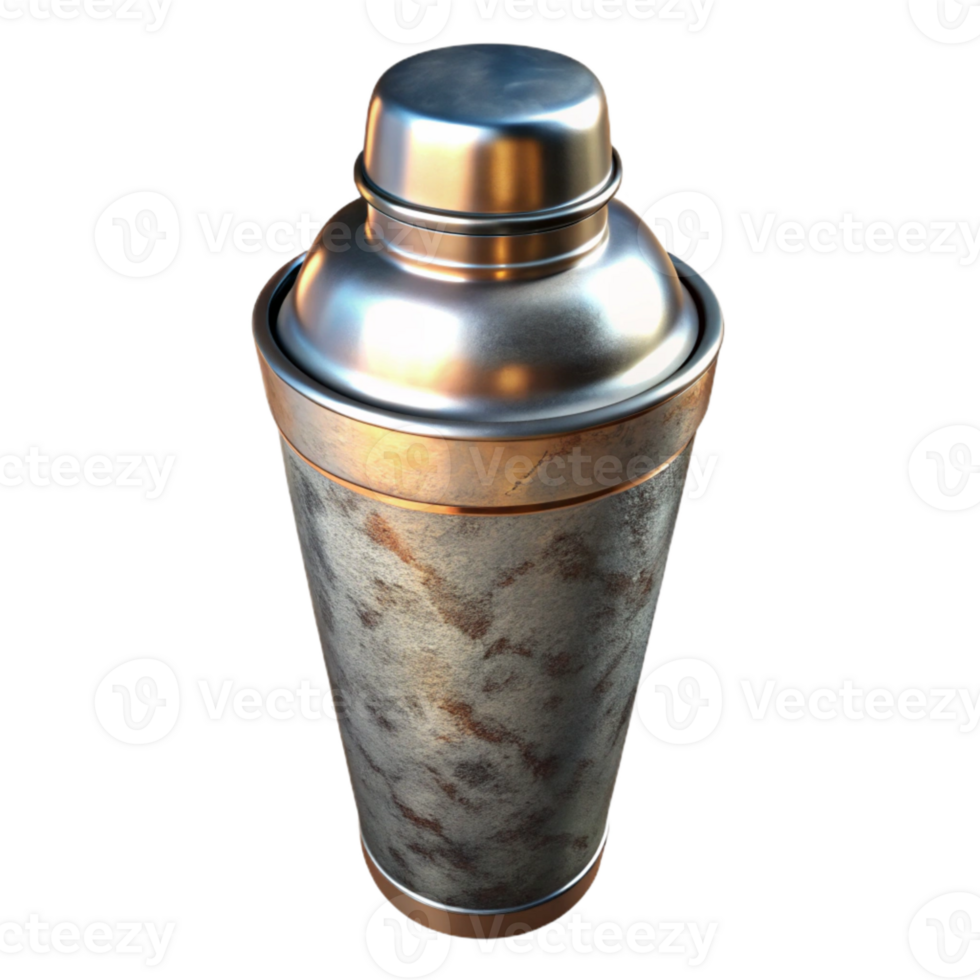 elegant rustic Retro Cocktail Shaker Metal Finish Cutout png