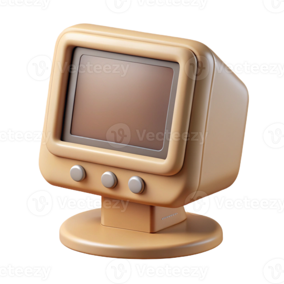 extraordinary creative Retro Computer Monitor Beige Isolated original png