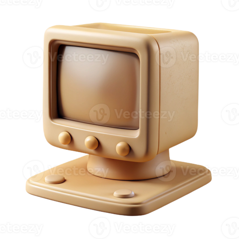 stunning contemporary Retro Computer Monitor Beige Isolated png