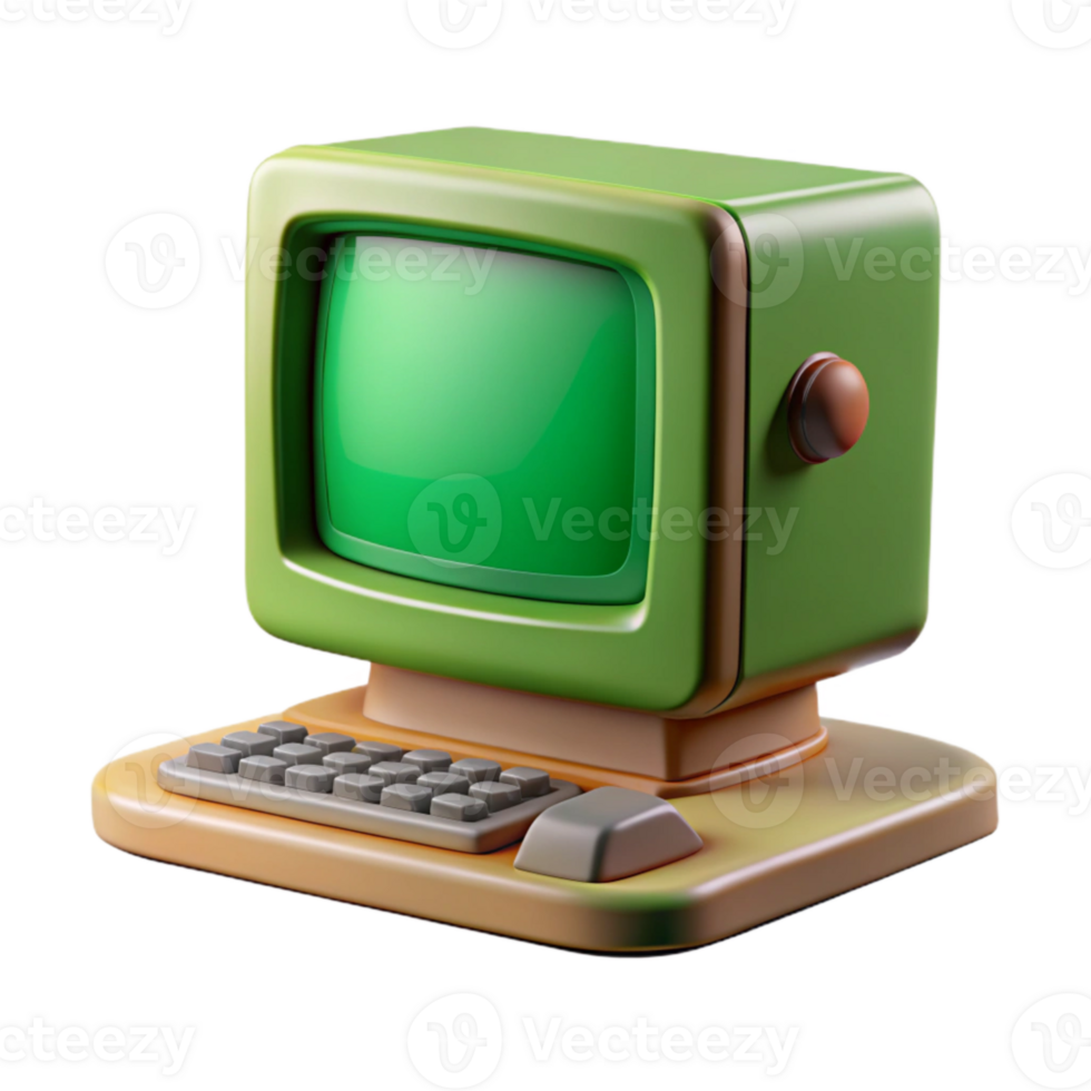 extraordinary modern Retro Computer Cutout with Green Screen professional png