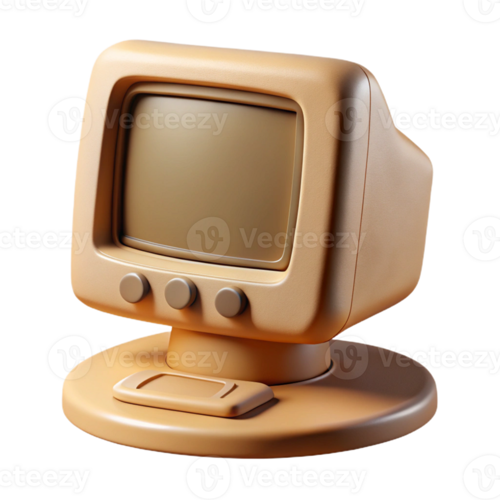 vibrant classic Retro Computer Monitor Beige Isolated authentic png