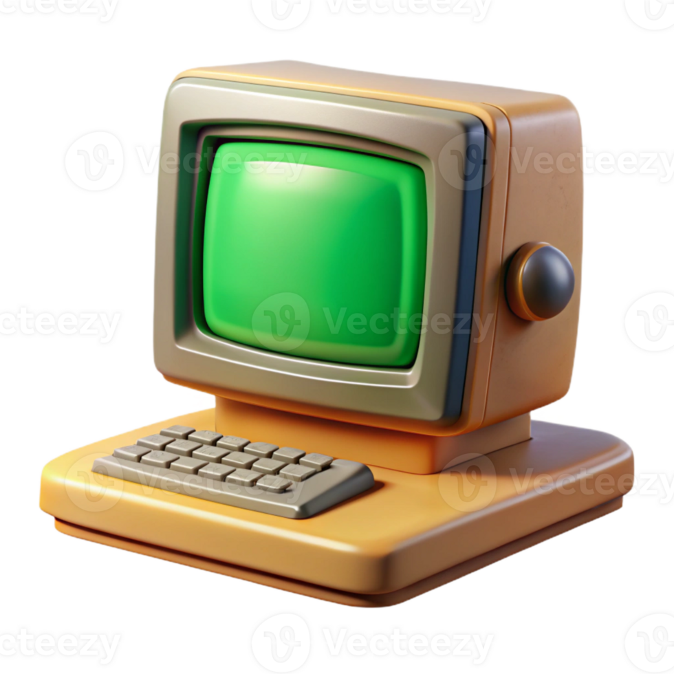 wonderful minimalist Retro Computer Cutout with Green Screen premium png