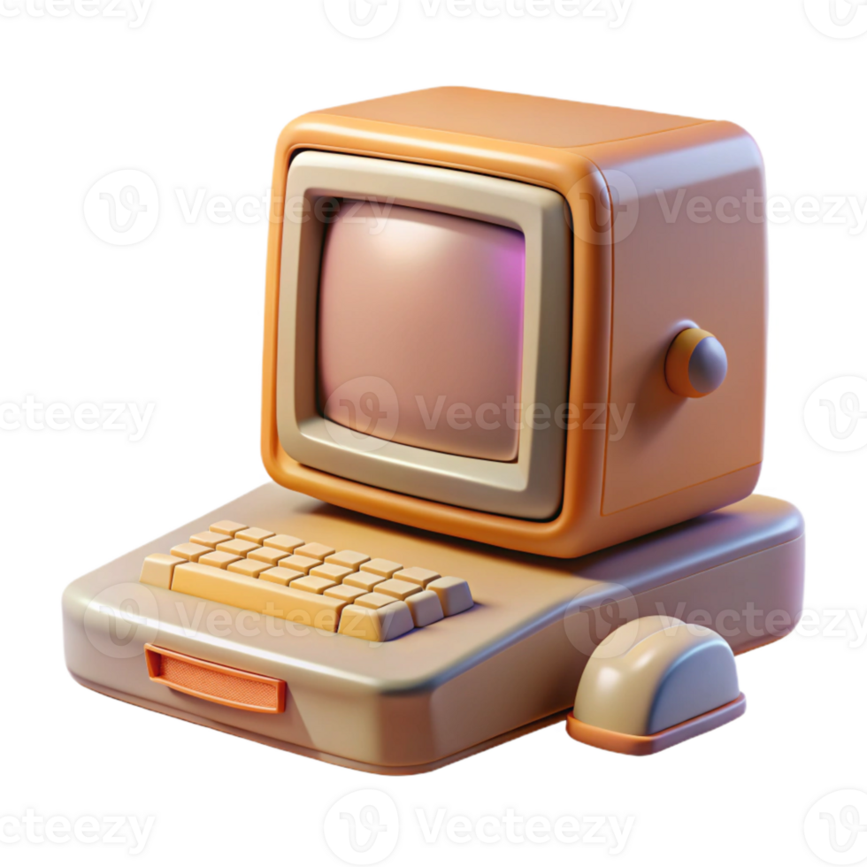 impressive minimalist Retro Computer with Mouse Transparent authentic png