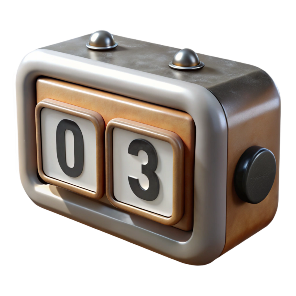 vibrant rustic Retro Flip Clock Black Numbers White Background Isolated high resolution png