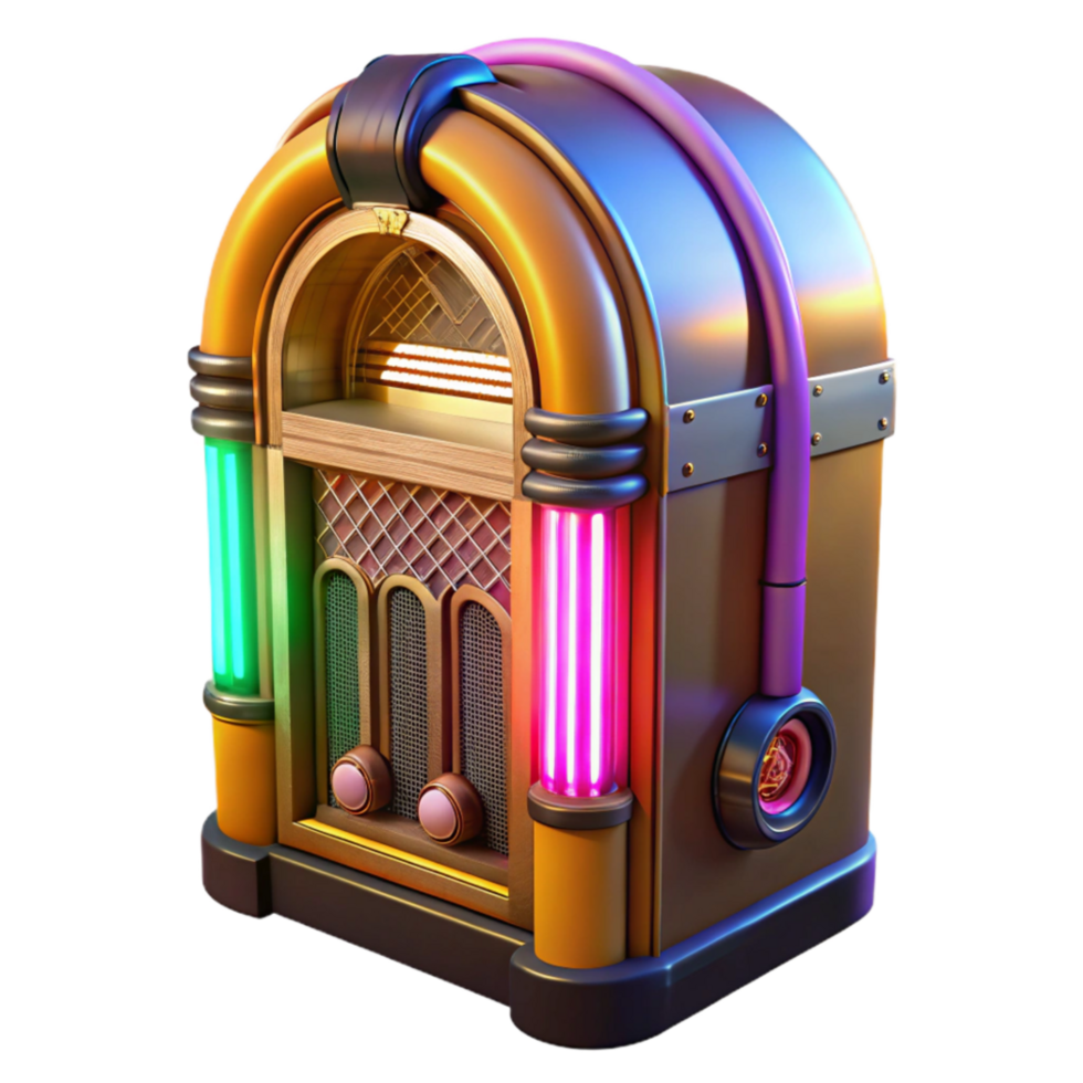 wonderful traditional Retro Jukebox with Colorful Lights Isolated professional png