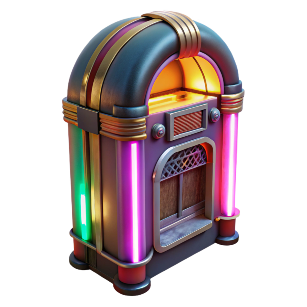 serene creative Retro Jukebox with Colorful Lights Isolated high quality png