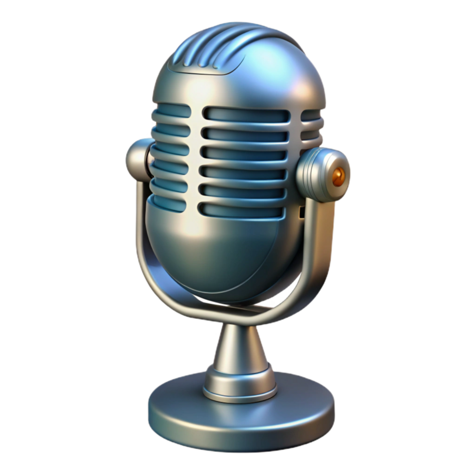 dramatic creative Retro Microphone Cutout with Chrome Finish authentic png