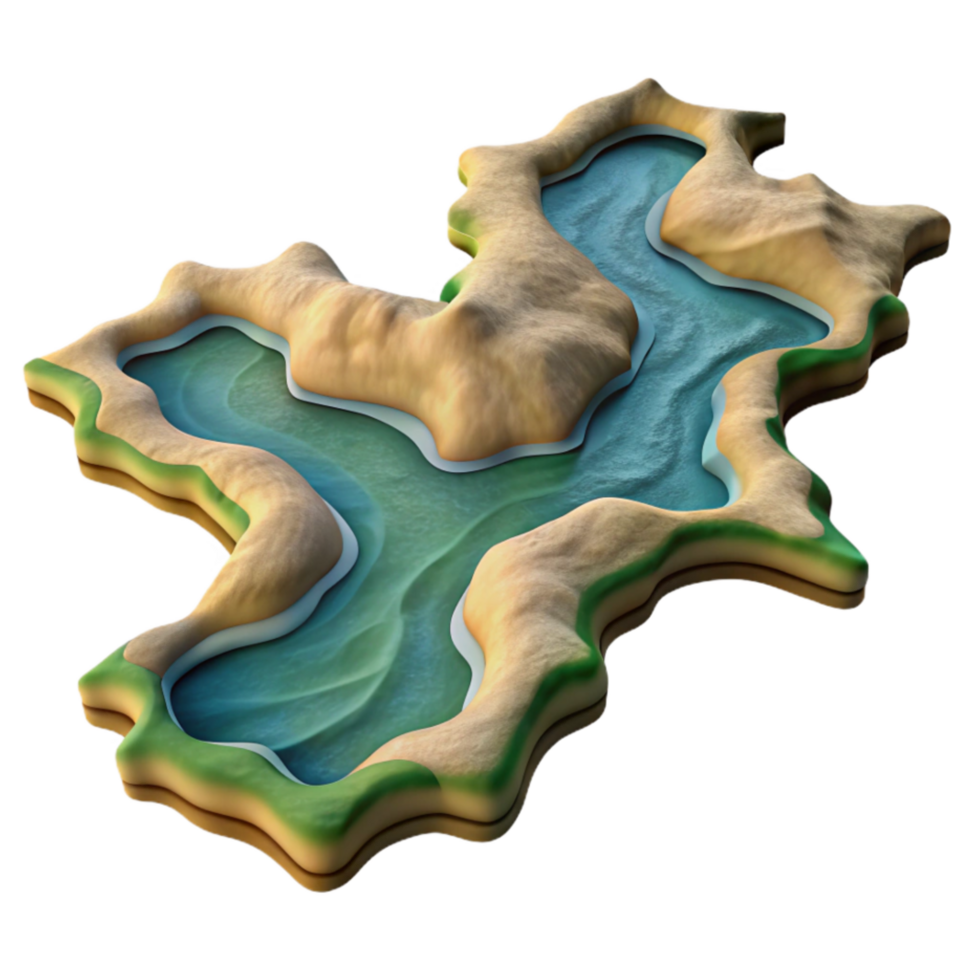 vibrant minimalist River Delta Aerial View Isolated Element png