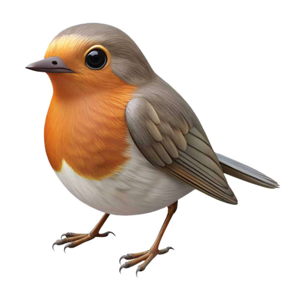 magnificent artistic Robin Feather Transparent Background Brown and White authentic png