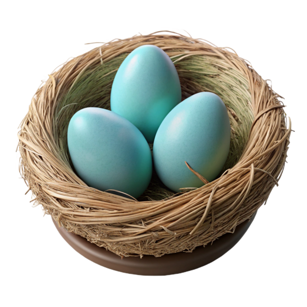 elegant classic Robin Eggs in Nest Transparent Background Close Up View professional png