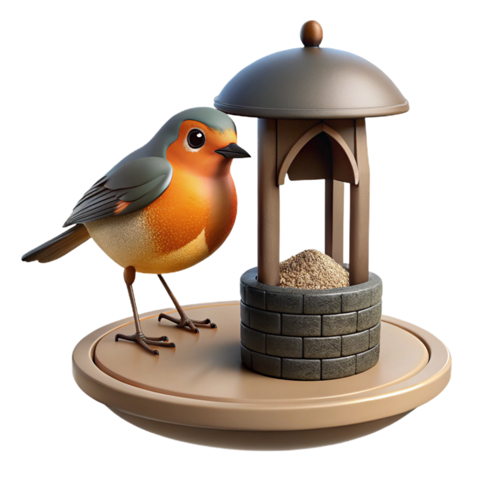 magnificent abstract Robin on Bird Feeder Cutout Seed in Beak high quality png