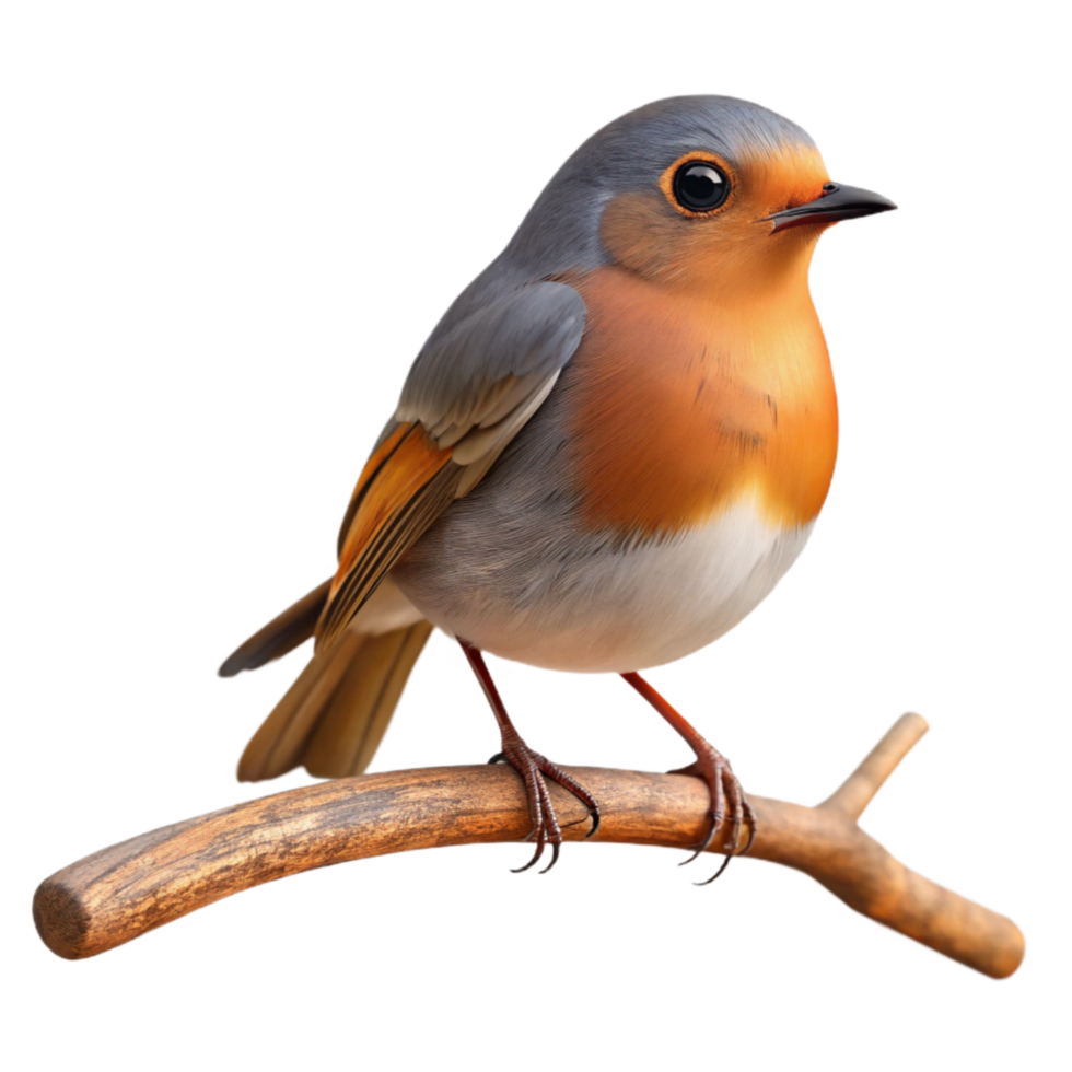 wonderful creative Robin Perched on Branch Transparent Background Profile View authentic png