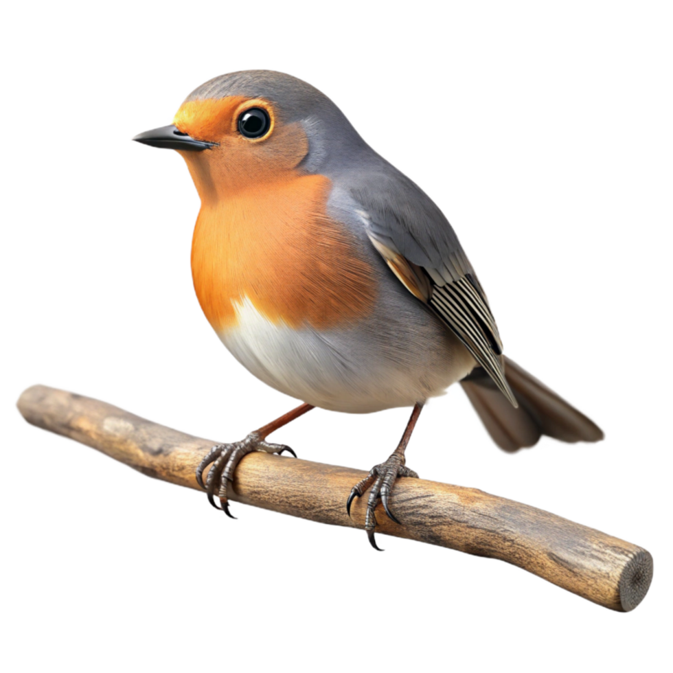 vibrant minimalist Robin Perched on Branch Transparent Background Profile View genuine png