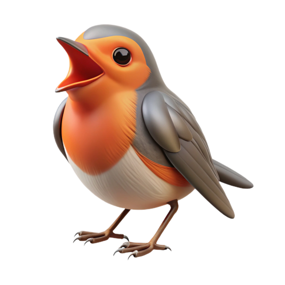 wonderful artistic Robin Singing Isolated Open Beak detailed png