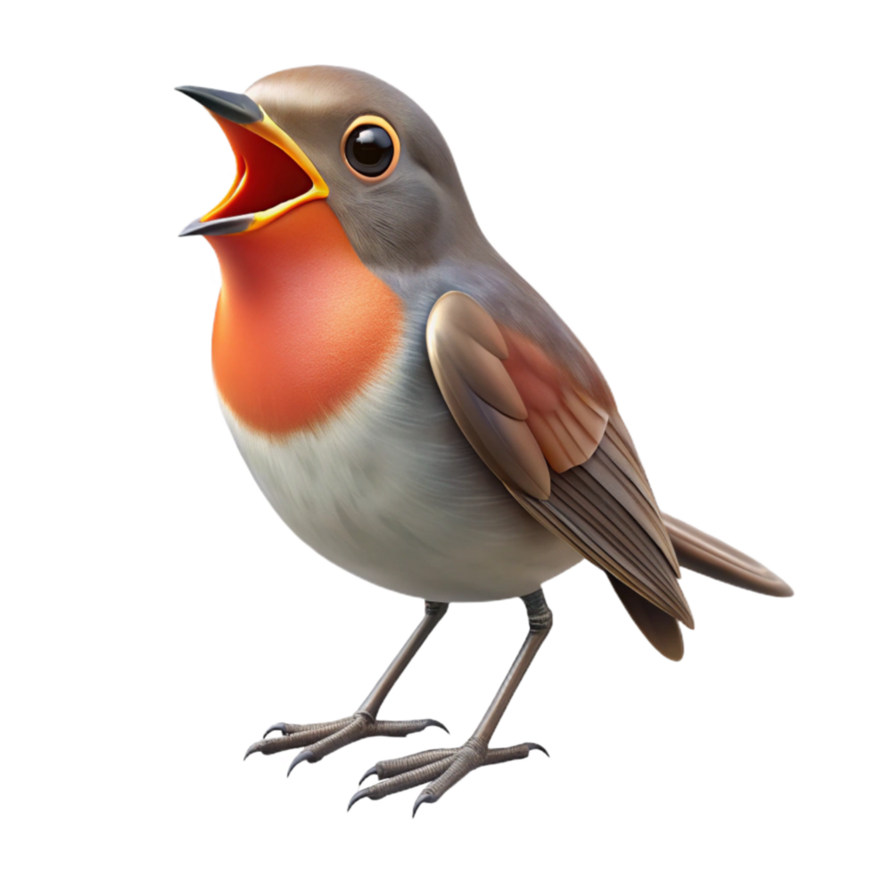 magnificent abstract Robin Singing Isolated Open Beak original png