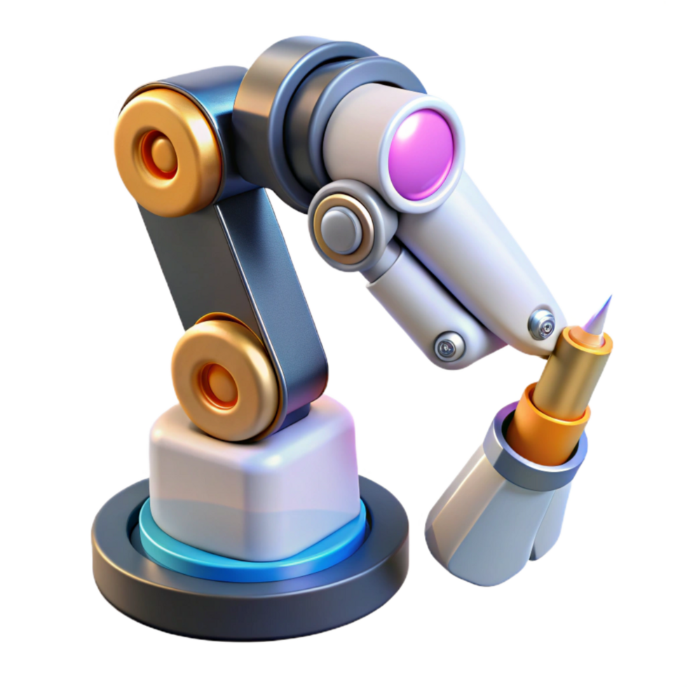 serene artistic Robot Arm Creating Digital Art with a Brush Transparent Background genuine png