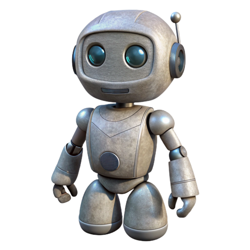 serene traditional Robot Assistant Humanoid Form Grey Color Cutout professional png