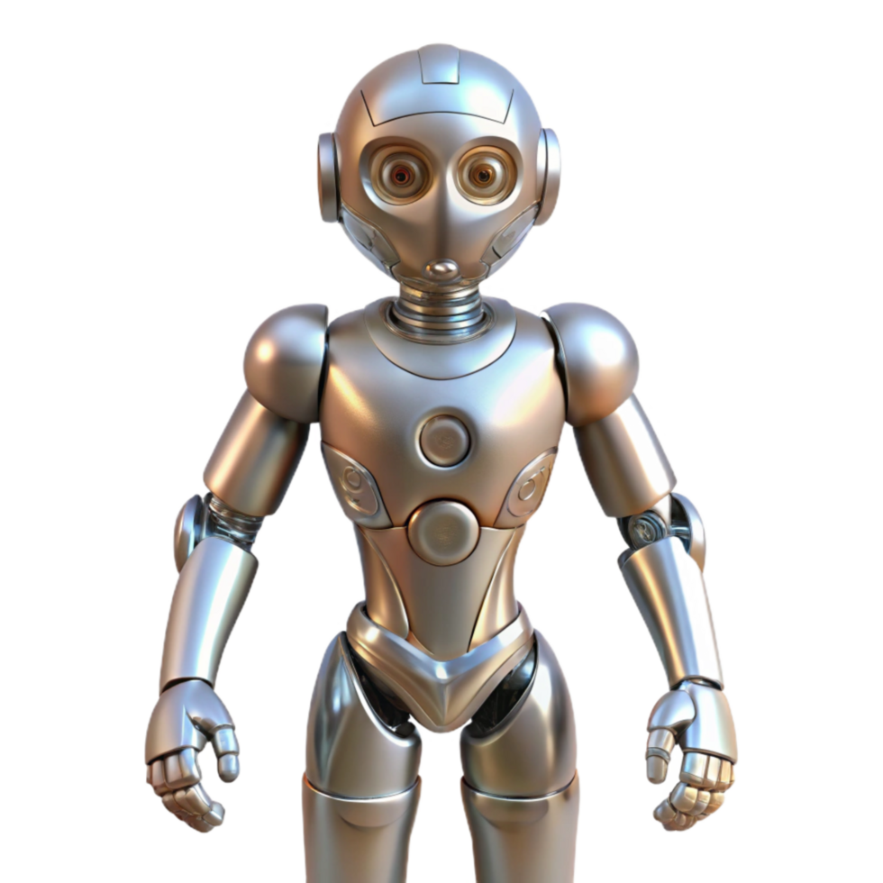 beautiful artistic Robot Body Humanoid Silver Transparent Background genuine png