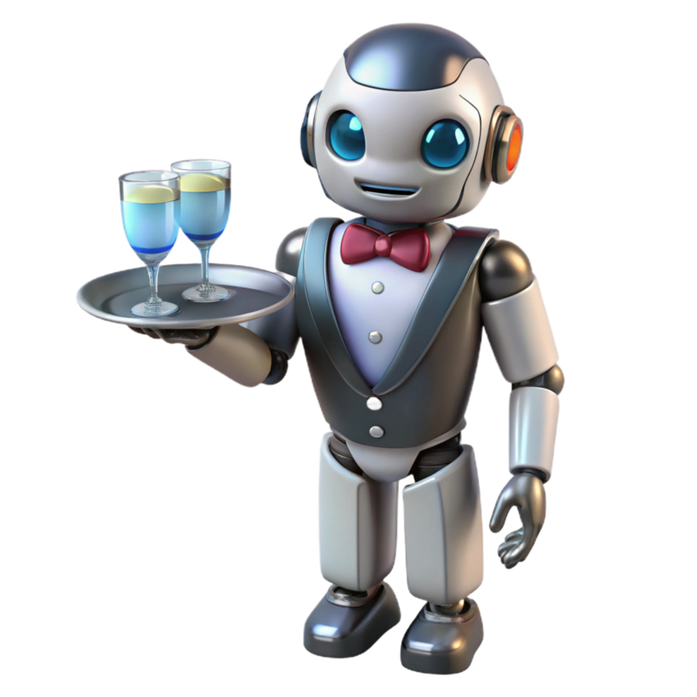 elegant artistic Robot Butler Serving Drinks Transparent professional png