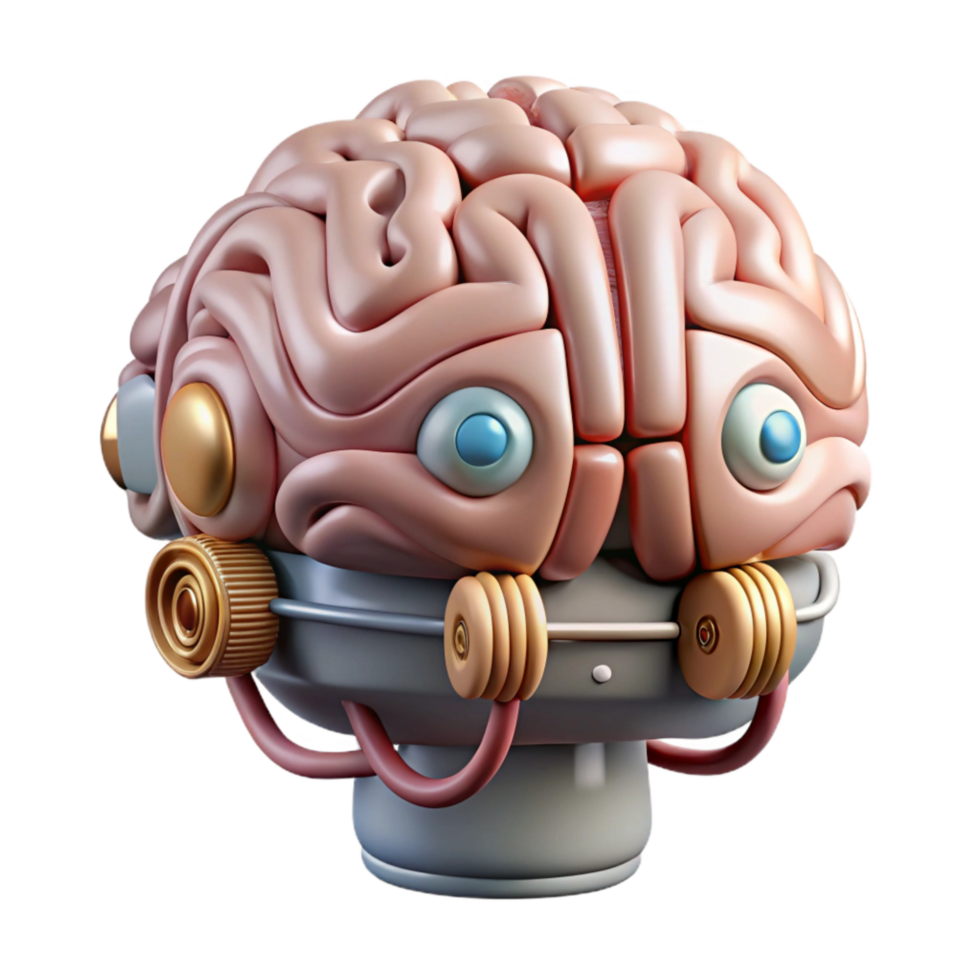 impressive creative Robot Brain with Intricate Wiring Isolated Element original png