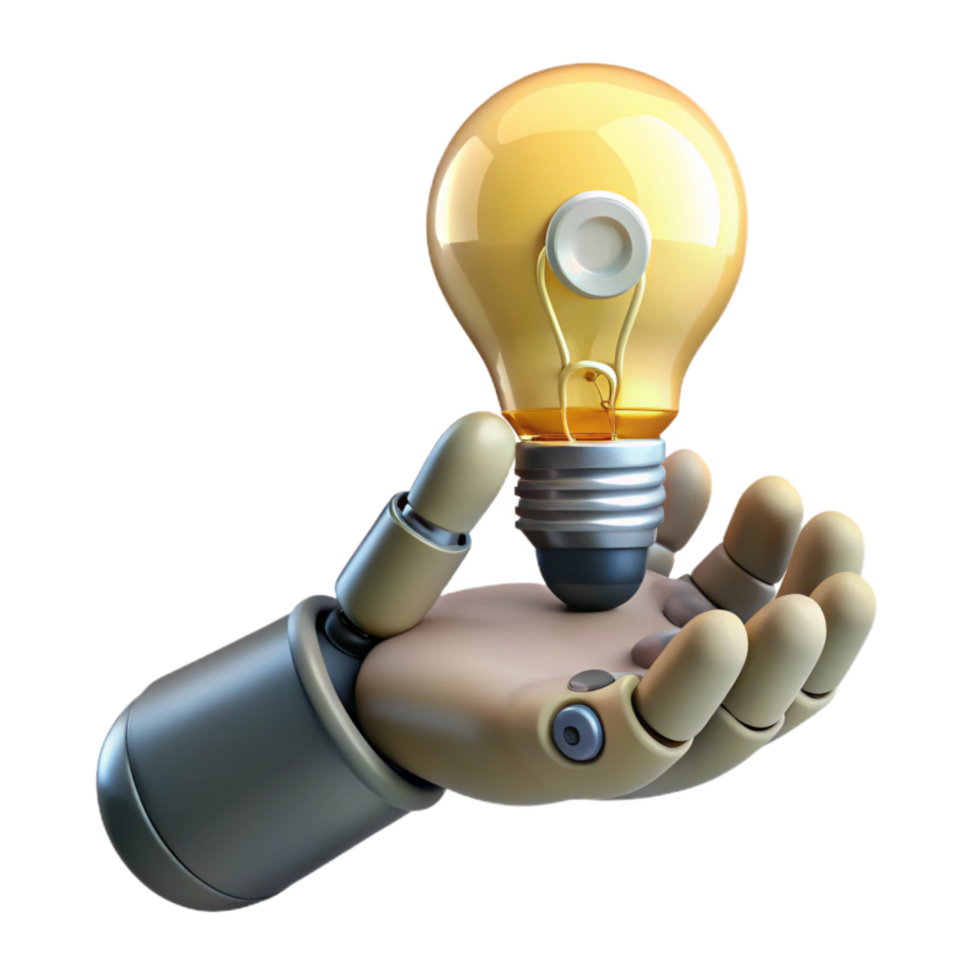 magnificent minimalist Robot Hand Holding a Sphere Transparent Background premium png