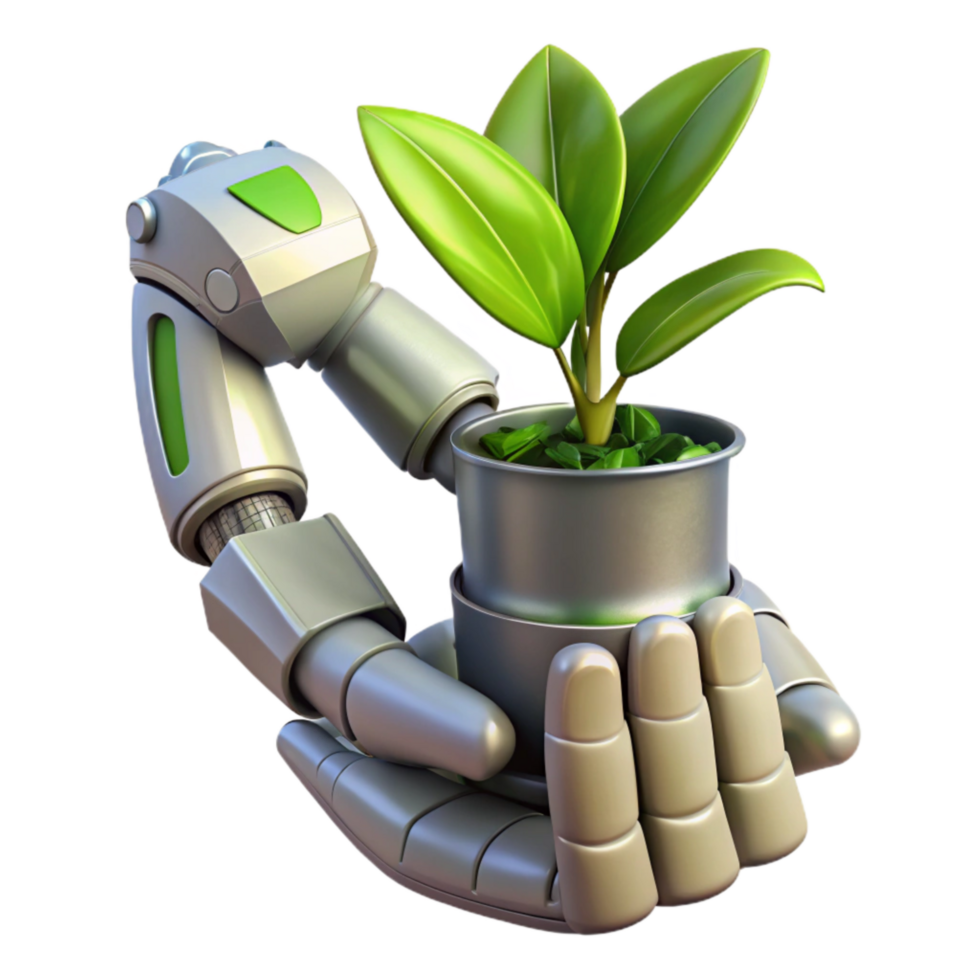 magnificent contemporary Robot Hand Holding a Sphere Transparent Background premium png