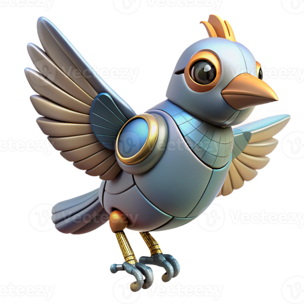 vibrant classic Robotic Bird Landing Cutout Element professional png