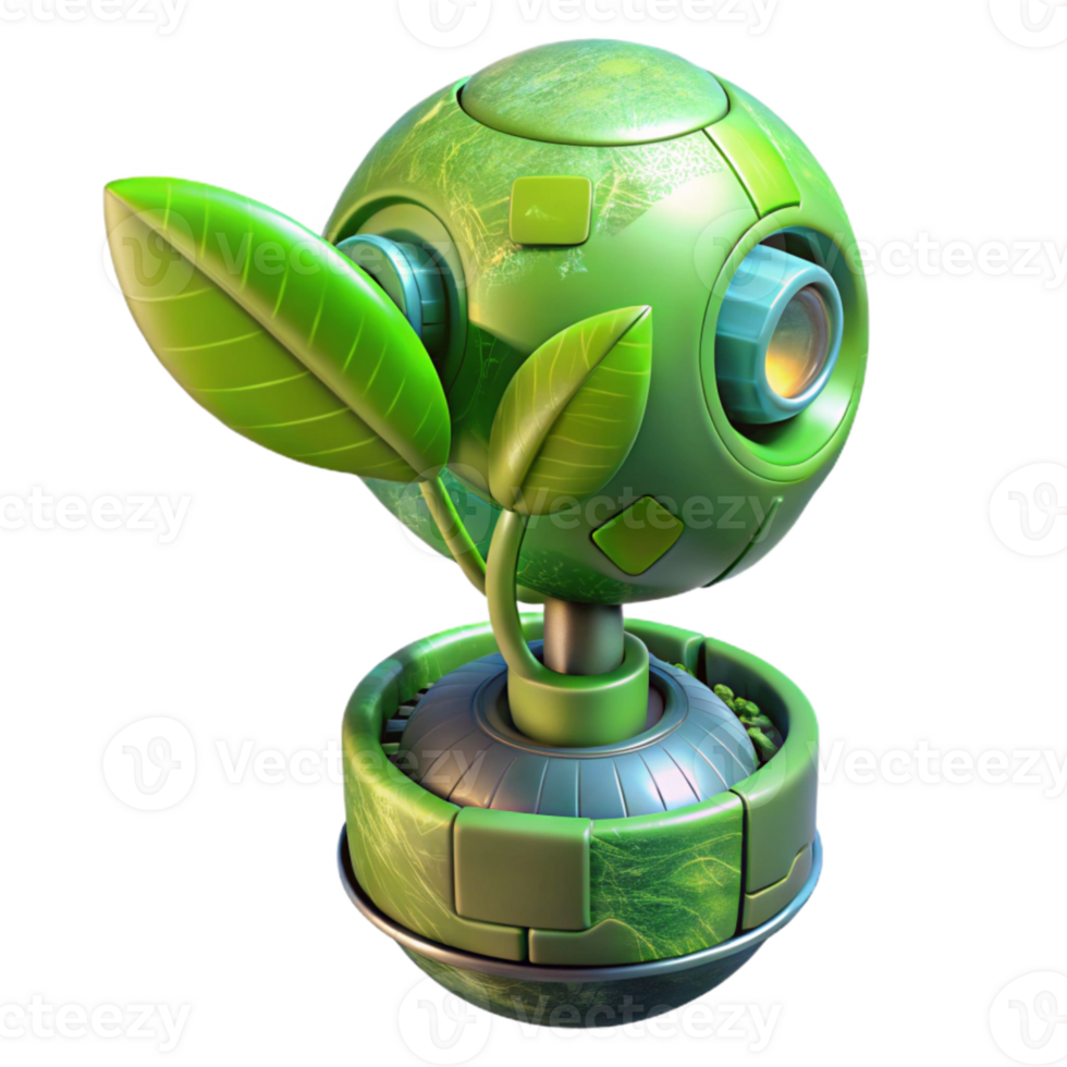 extraordinary artistic Robotic Plant Sprout Green Hues Isolated high quality png