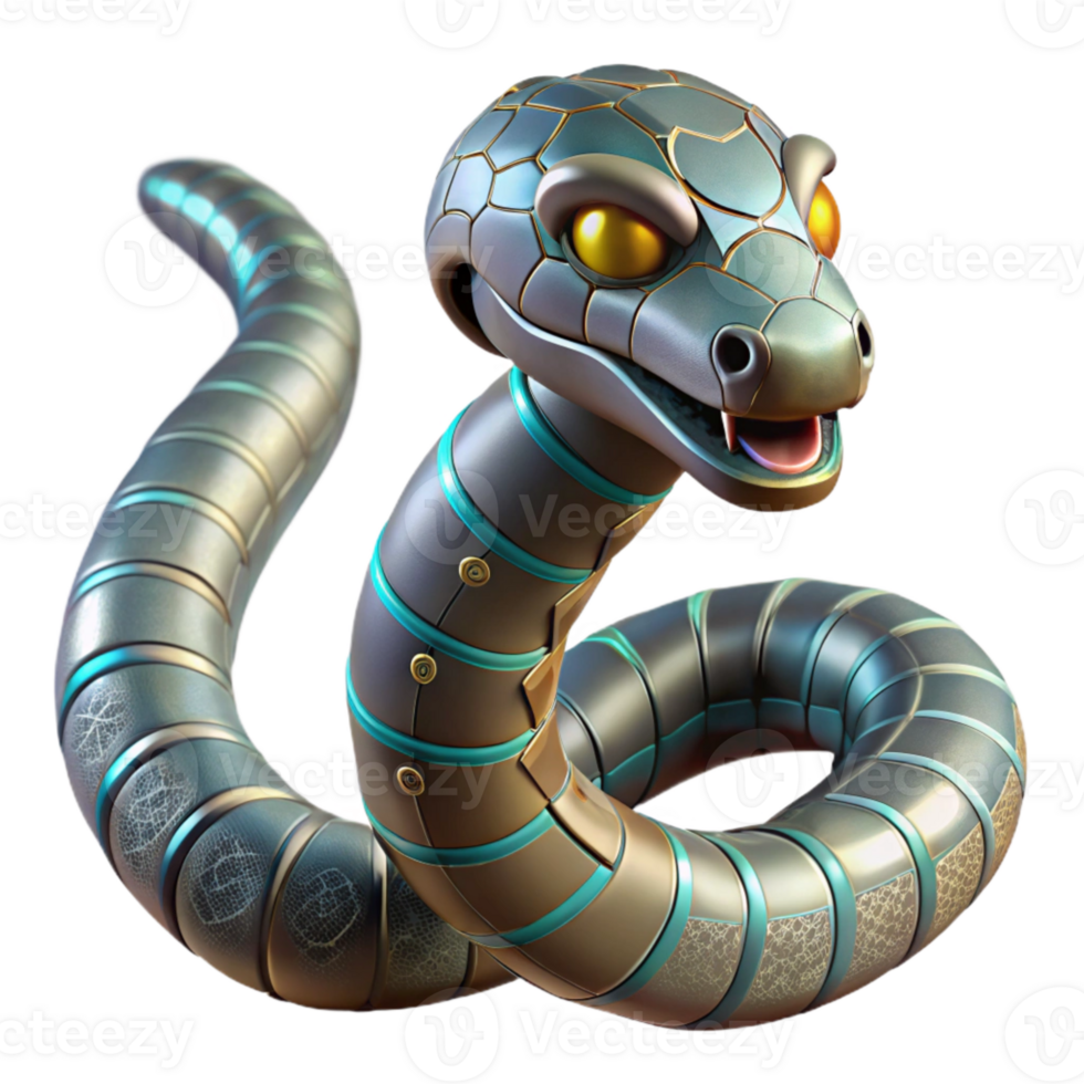 beautiful minimalist Robotic Snake in Motion Isolated exclusive png