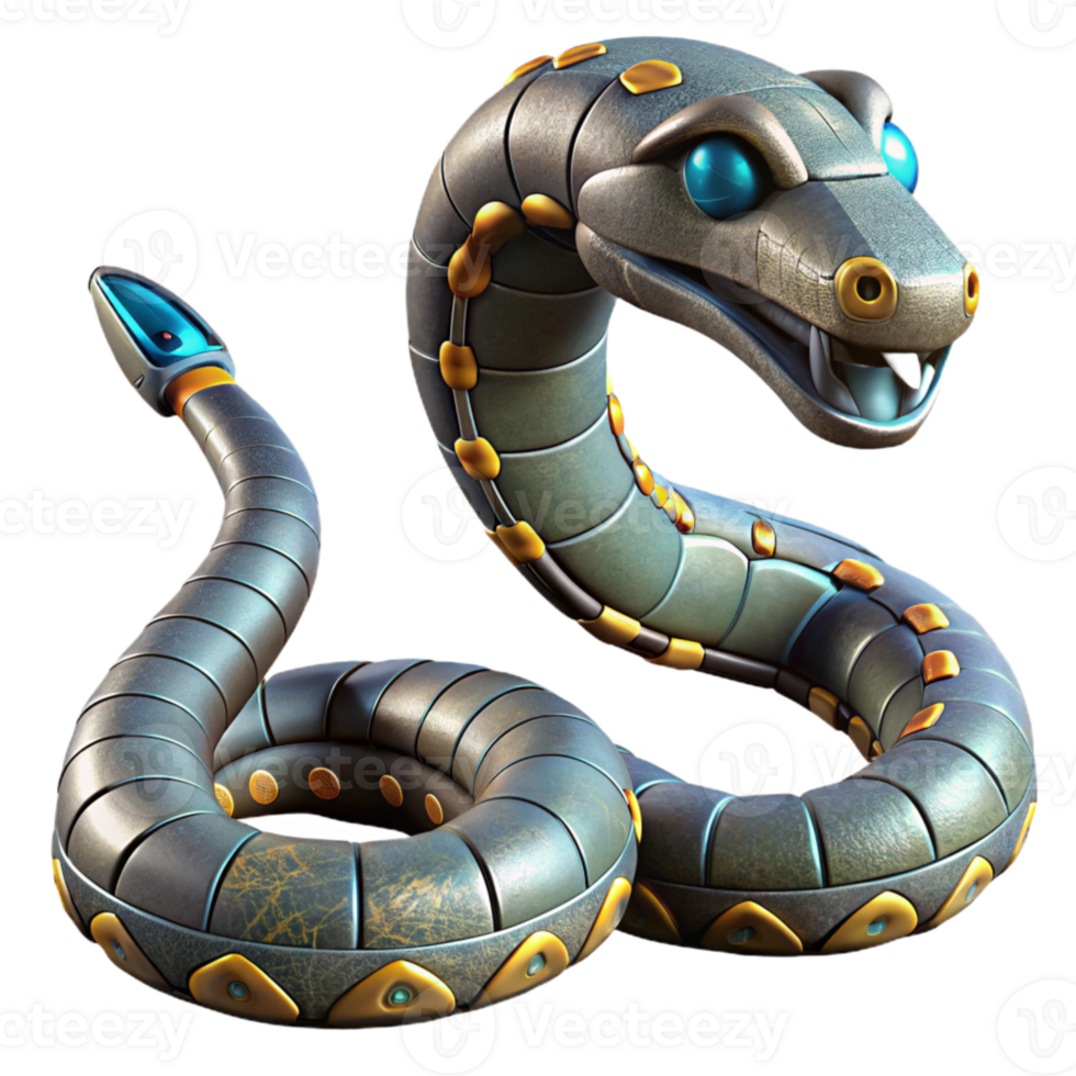 vibrant vintage Robotic Snake in Motion Isolated exclusive png
