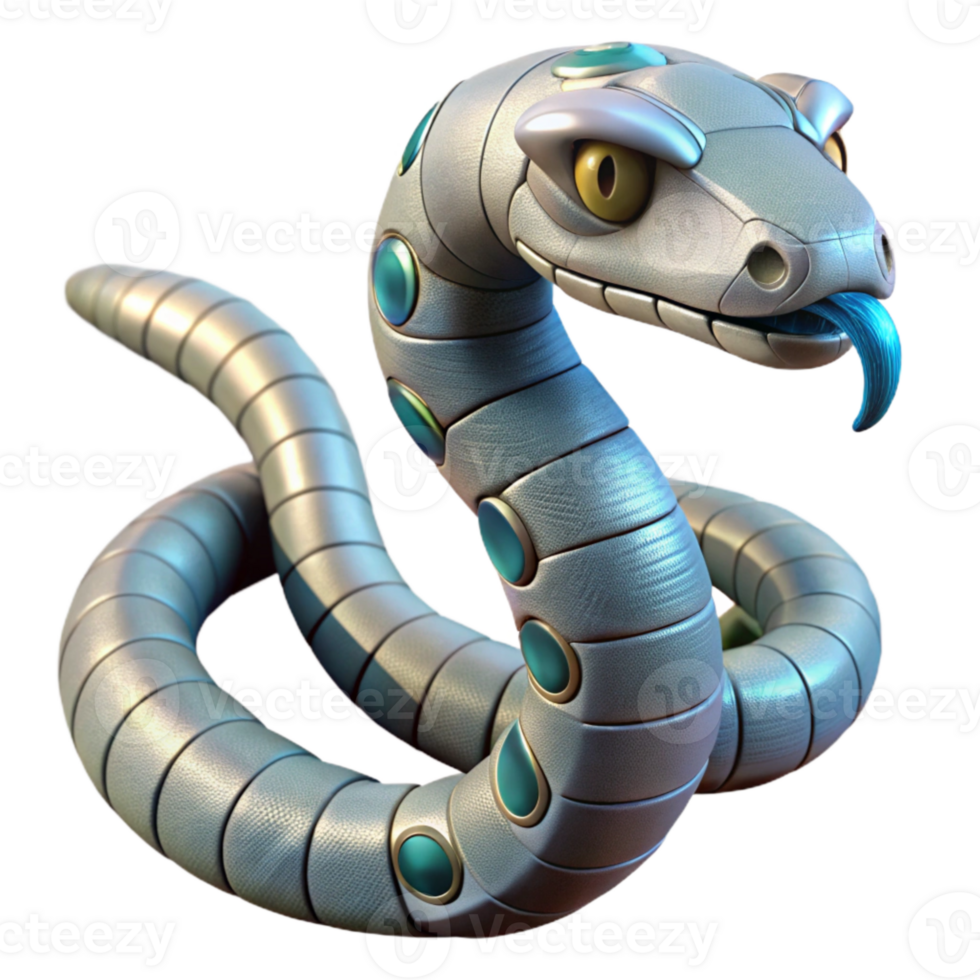 beautiful minimalist Robotic Snake in Motion Isolated original png