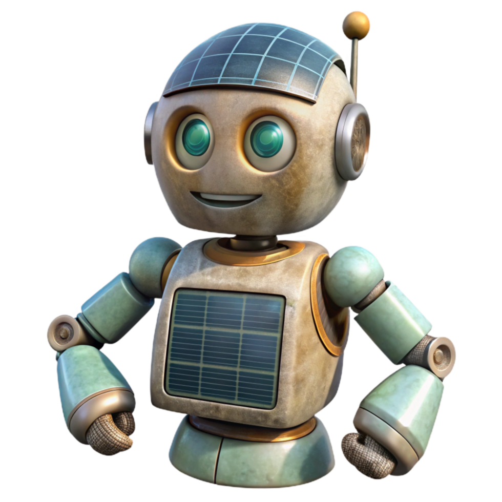 vibrant vintage Robot with Solar Panels Isolated premium png