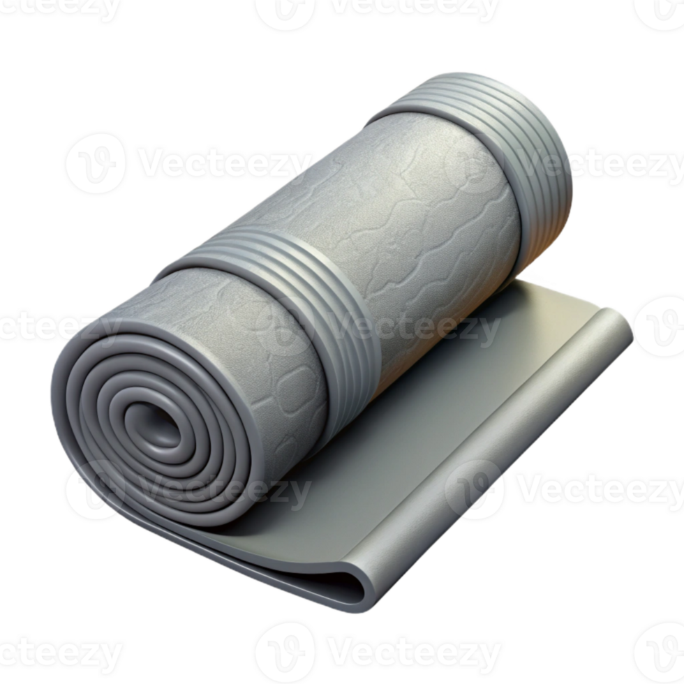 dramatic creative Rolled Yoga Mat Gray Isolated on Transparent Background original png