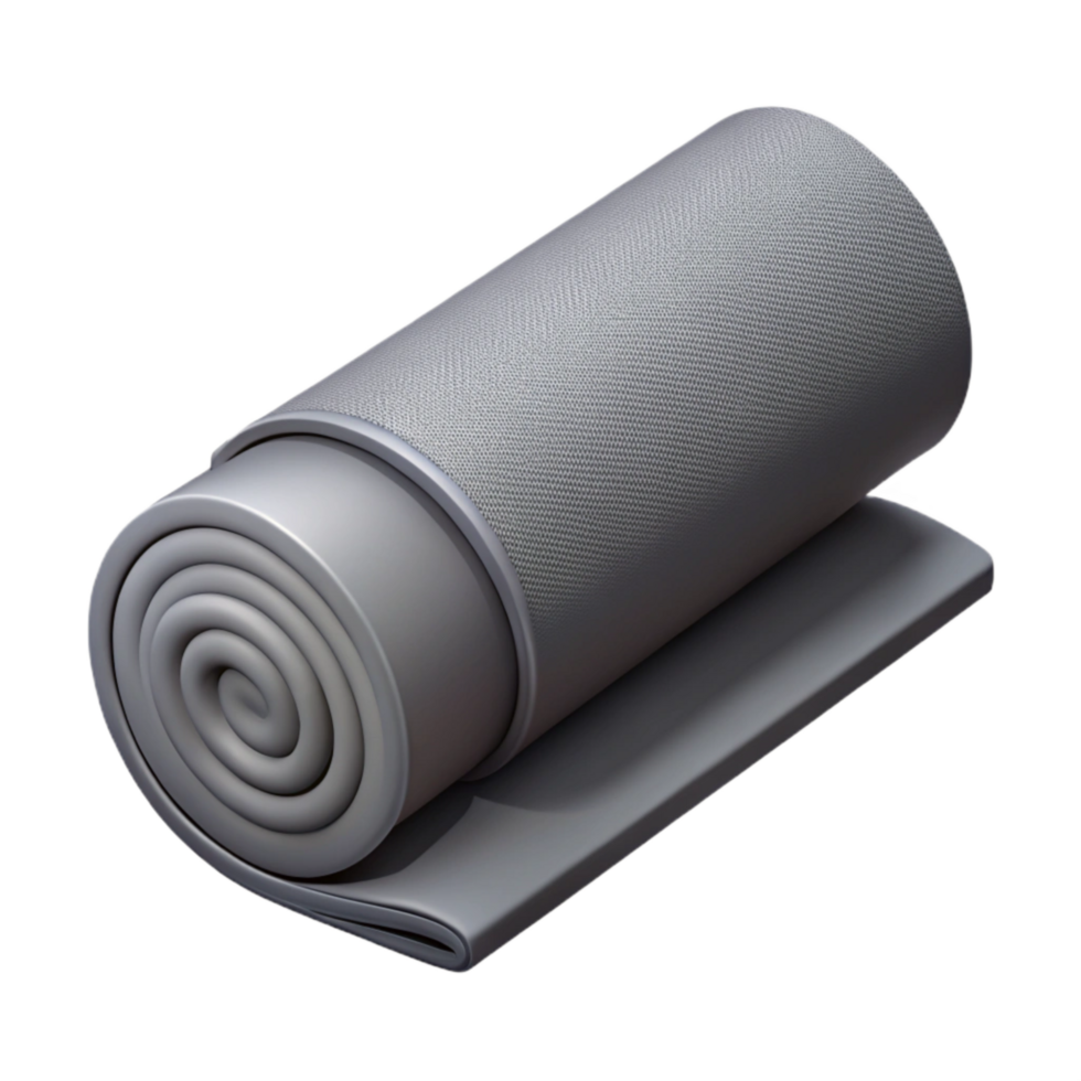 elegant creative Rolled Yoga Mat Gray Isolated on Transparent Background professional png