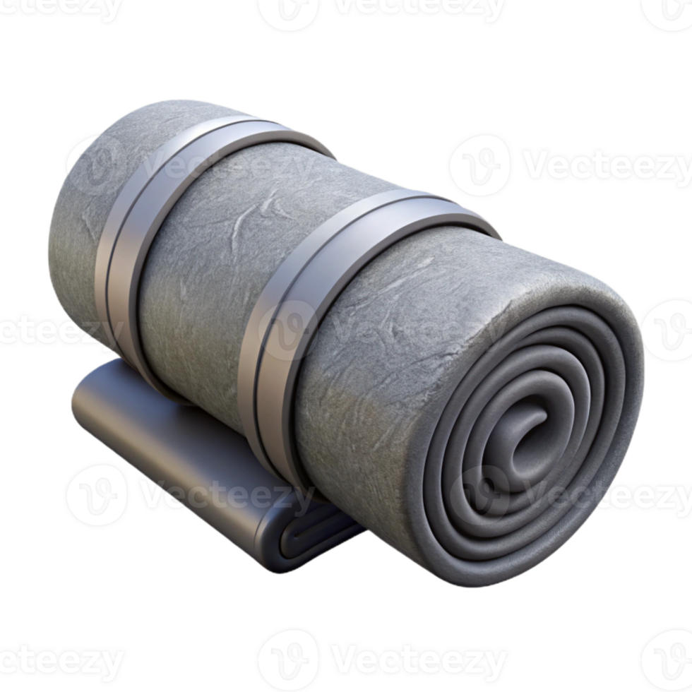 serene creative Rolled Yoga Mat Gray Isolated on Transparent Background authentic png