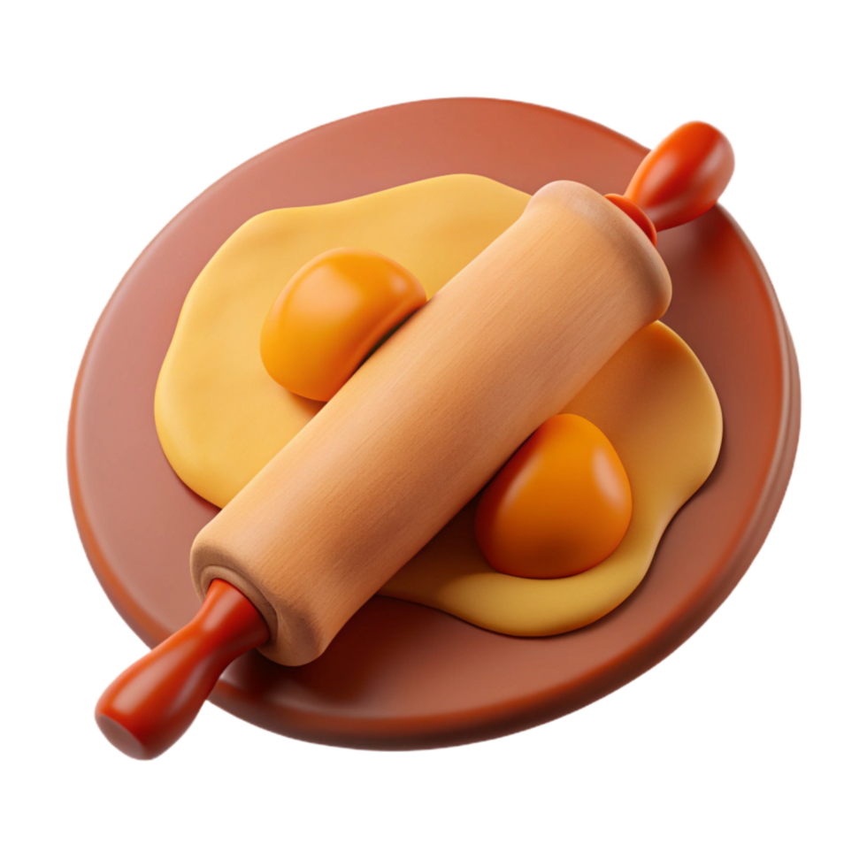 vibrant creative Rolling Pin and Dough Top Angle Cutout authentic png