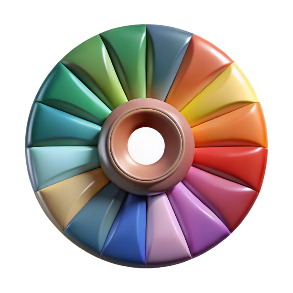 vibrant modern Rotating Color Palette in Zero Gravity Transparent Background high resolution png