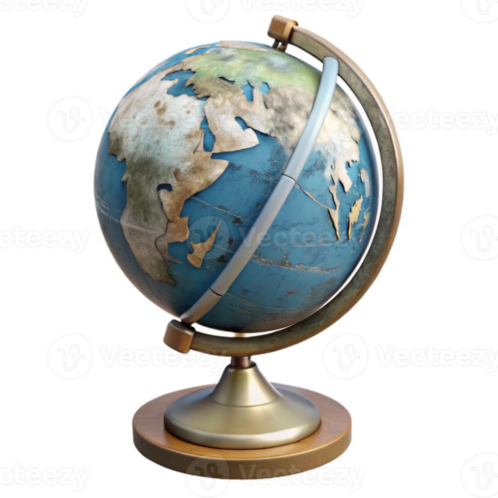 beautiful traditional Rotating Globe Time Zones Marked Isolated high resolution png