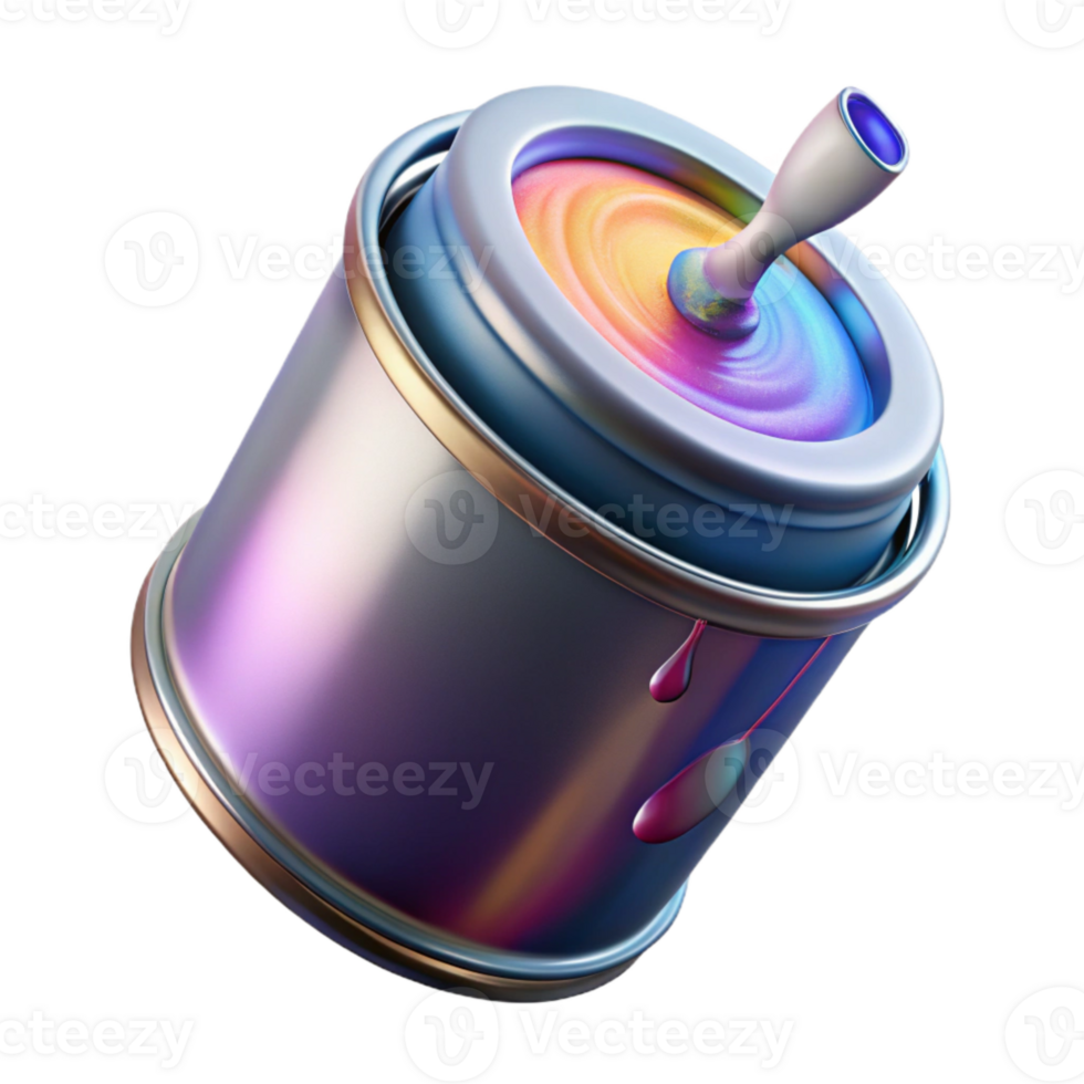 impressive artistic Rotating Paint Can in Zero Gravity Transparent Background high resolution png