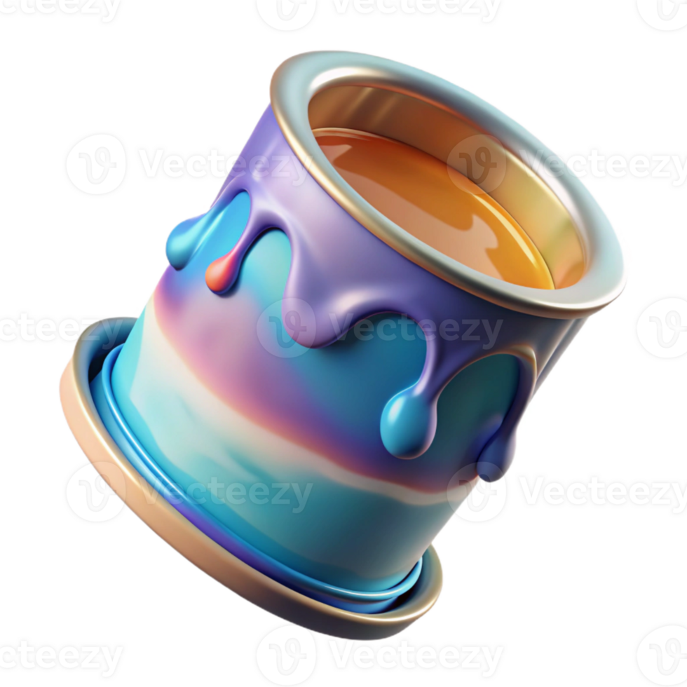 vibrant modern Rotating Paint Can in Zero Gravity Transparent Background high resolution png
