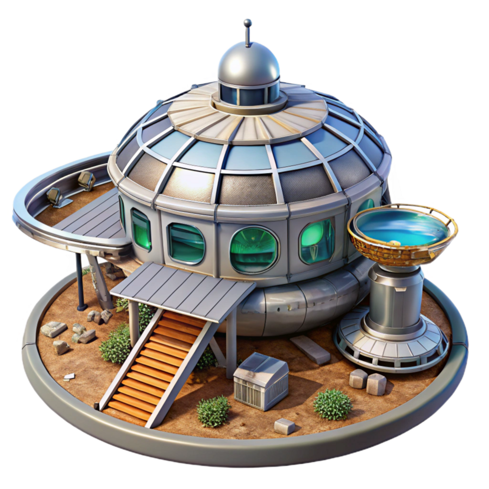 impressive artistic Rotating Space Station Farm Transparent premium png