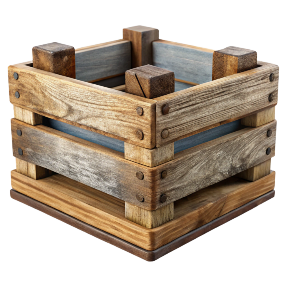 extraordinary vintage Rustic Wooden Crate Repurposed Shelf Cutout Element professional png