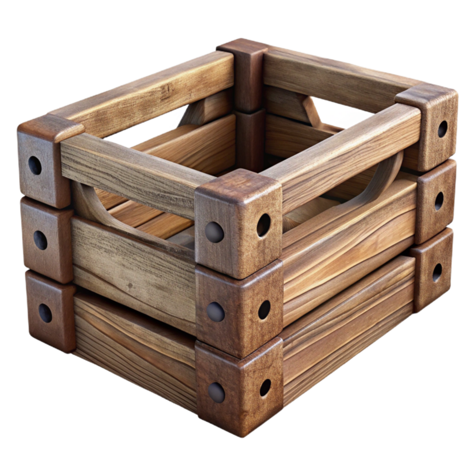 serene artistic Rustic Wooden Crate Repurposed Shelf Cutout Element authentic png