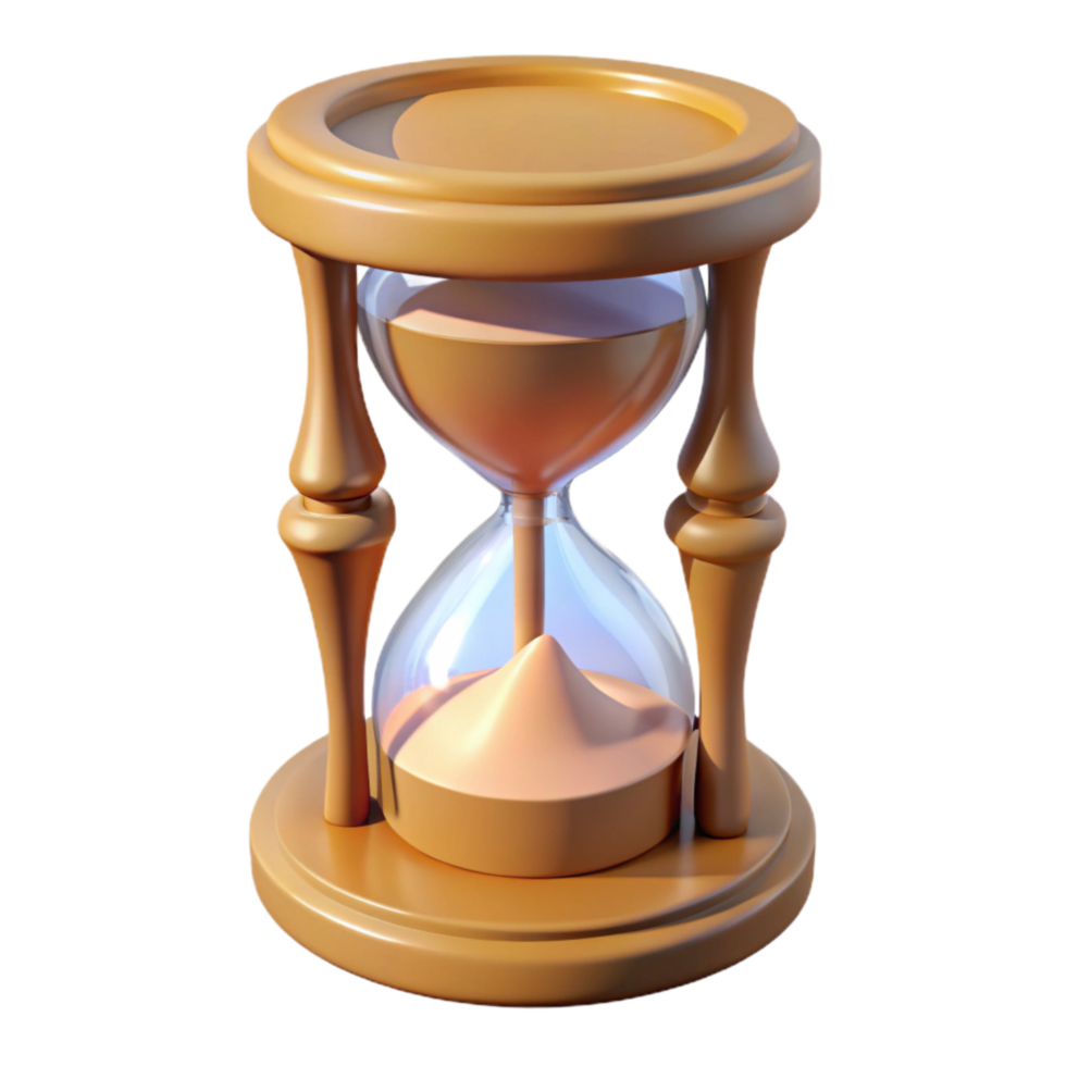 beautiful minimalist Sand Timer Empty Top Angle Transparent Background detailed png
