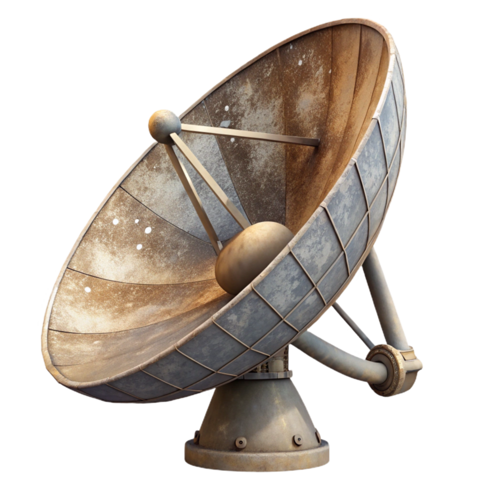 dramatic contemporary Satellite Dish Pointing to Sky Isolated detailed png