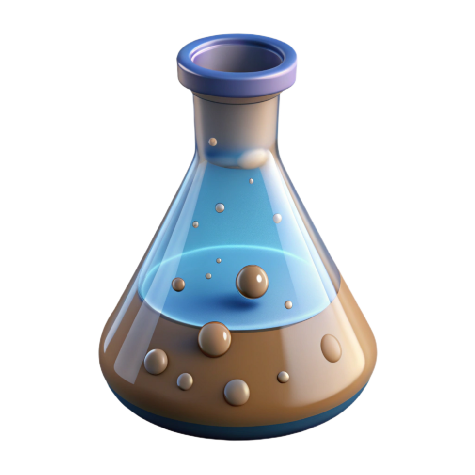 vibrant classic Science Beaker with Bubbling Liquid Isolated original png